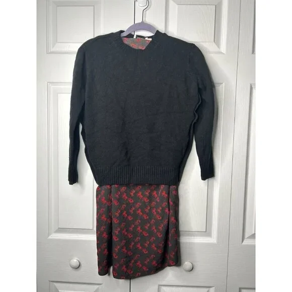 Coach Horse And Carriage Black Side Button Sweater Dress Women's Size X-Small XS - Picture 4 of 9